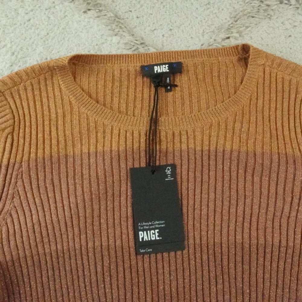 Striped Ribbed Knit Sweater - Brown Multi - Picture 6 of 13